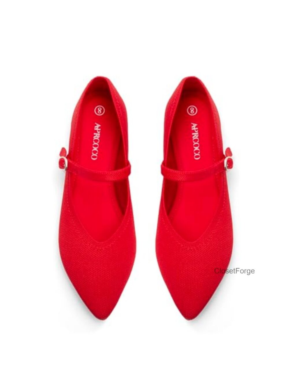 Knit Pointed Toe Ballet Flats with Ankle Strap